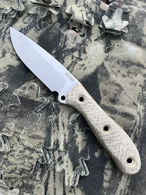 Busse Combat Game Warden 2 Satin Finish W/ Green Canvas Micarta & Leather Sheath - Image 1 of 4