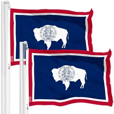 NEW G128 Wyoming Flag 2-Pack 3x5 FT, State Printed 150D Polyester - Image 1 of 4