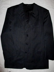 OXFORD  MENS VINTAGE CHARCOAL  STRIPED MENS WOOL SUIT SMALL SHORT  VGC - Picture 1 of 6
