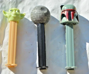 Vtg Lot of 3 Starwars Pez Dispensers Yoda, Death Star and Boba Fett. Rare - Picture 1 of 2