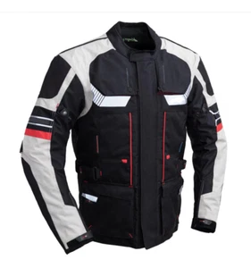 Nueva chaqueta textil para hombre motocicletas turismo blanco y negro con acolchado - Imagen 1 de 4
