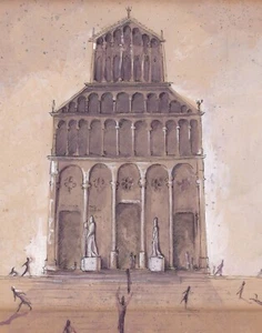Eugene Berman (attributed) mixed media "Cathedral" - Picture 1 of 2