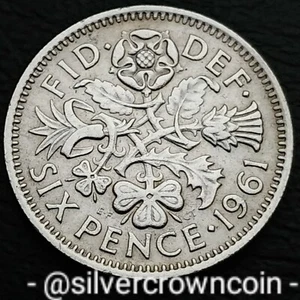 UK Great Britain 6 Pence 1961. KM#903. Lucky sixpence wedding coin. 6d. E·ll· - Picture 1 of 7