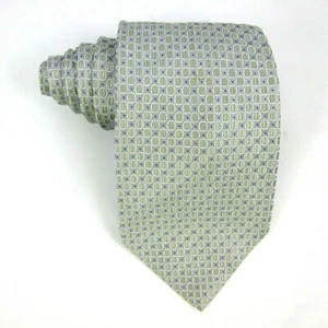 Club Room by Charter Club Silk Necktie Geometric Silver Green 61"x4" - Picture 1 of 4