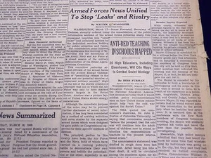 1949 MAR 18 NEW YORK TIMES - ANTI-RED TEACHING IN SCHOOLS MAPPED - NT 2662 - Picture 1 of 2