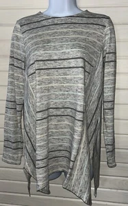 J JILL PURE JILL Talla PEQUEÑA Gris Jaspeado Rayas Túnica Top Algodón Modal Usado en Excelente Condición - Imagen 1 de 12