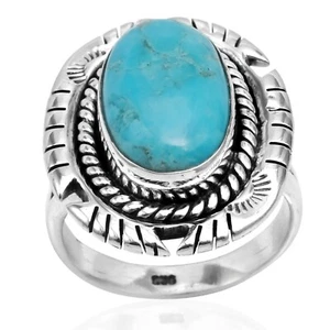 Turquoise Gemstone Solid 925 Sterling Silver Handmade Ring Jewelry HR-015 - Picture 1 of 6