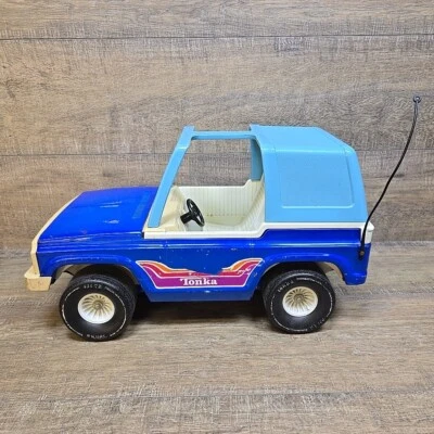 VINTAGE Tonka Bronco 835 TR Large 18” Blue T-Top 1970s Pressed Steel Toy Jeep  - Image 1 of 4