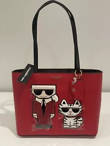 Karl Lagerfeld Paris Leather Maybelle Tote Red #LH1AU6BM One Size - NWT - Picture 1 of 10