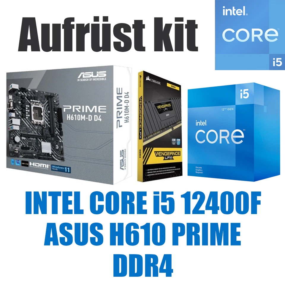 PC Bundle Aufrüstkit Gaming Set Intel Core i5 12400F + ASUS Mainboard + DDR4 RAM - Bild 1 von 4