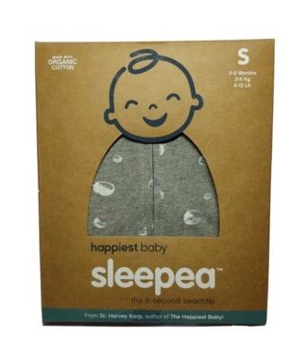 Happiest Baby Sleepea SMALL 0-2 Months Organic Cotton Swaddle Graphite Planets - Image 1 of 2