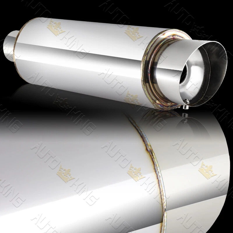 4" Slant Tip 2.5" Inlet T-304 Stainless Exhaust Resonator Muffler Universal 1 - Image 1 of 4