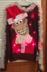Ugly Christmas Sweater Tacky Gorilla Ape Monkey Santa Lights Herren Gr. L - Bild 1 von 4