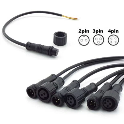 2 3 4 Pin IP65 Cable Plug Jack Male Female Wire Waterproof for LED Strips 20cm - Image 1 of 4