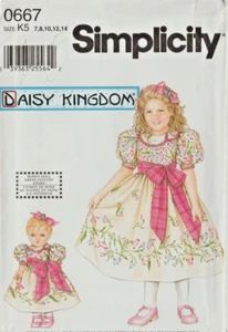 DAISY KINGDOM - DRESS & DOLL DRESS - Simplicity 0667 - Girls' Size 7 - 14 - Picture 1 of 2