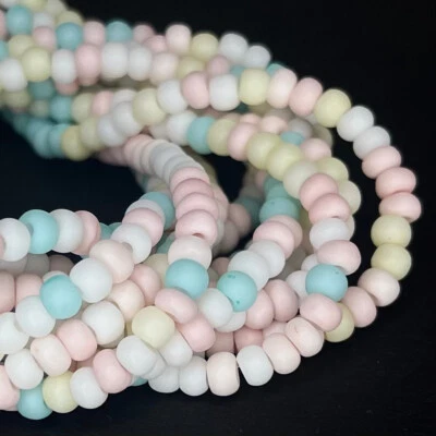 Glasperlen Schmuckperlen Gefrostet Mattiert Pastellfarben Mix 4x3mm 130 Perlen - Bild 1 von 2