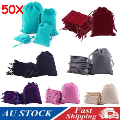 50X Small Velvet Cloth Drawstring Bag Gift Bags Jewelry Ring Pouch Earring Favor - image 1 of 4