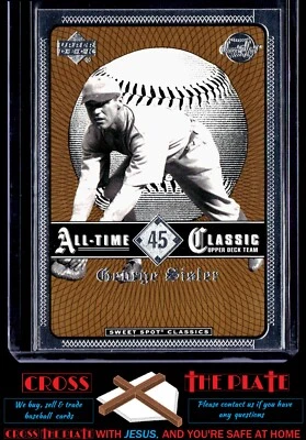 1-2002 Upper Deck Sweet Spot Classics George Sisler St. Louis Browns #45 ! - Image 1 of 2