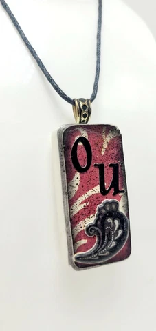 Oklahoma Sooners Football Domino Pendant Necklace OU Boomer Sooner Jewelry Cover