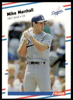1988 Fleer Baseball Card Mike Marshall Los Angeles Dodgers #522 - Image 1 of 2