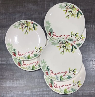 6 pratos de salada Better Homes & Gardens inverno botânico feliz 9" - Imagem 1 de 4