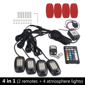Kit de luces LED de roca ambiental bajo brillo neón lámpara de música aplicación control remoto 64 colores - Imagen 1 de 13