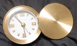 TIFFANY & CO Round Swivel Top Desk Travel Clock Univ.Calif. Inscribed Works! - Picture 1 of 4