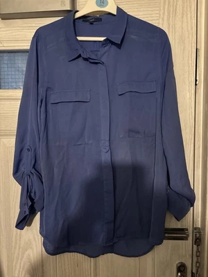 Next Women's Long Sleeve Blue Adjustable Sleeve Shirt Size 14 - Image 1 of 3