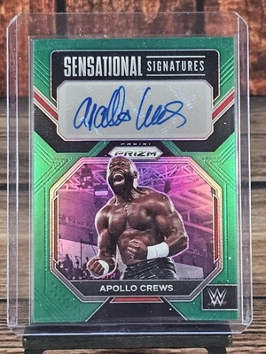 2023 PANINI PRIZM WWE APOLLO CREWS SENSATIONAL SIGNATURES GREEN AUTO - Image 1 of 2