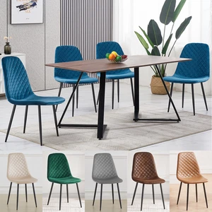 Wooden Dining Table and Velvet Chairs Set for Dining Room Kitchen Furniture - Picture 1 of 36
