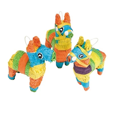Fun Express 4" x 7" Mini Bright Color Donkey Piñata Decorations Set - 3 Pc. - Image 1 of 2