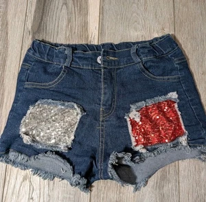 Girls Shorts Boutique Red/Silver Sequens Size 7/8 - Picture 1 of 1