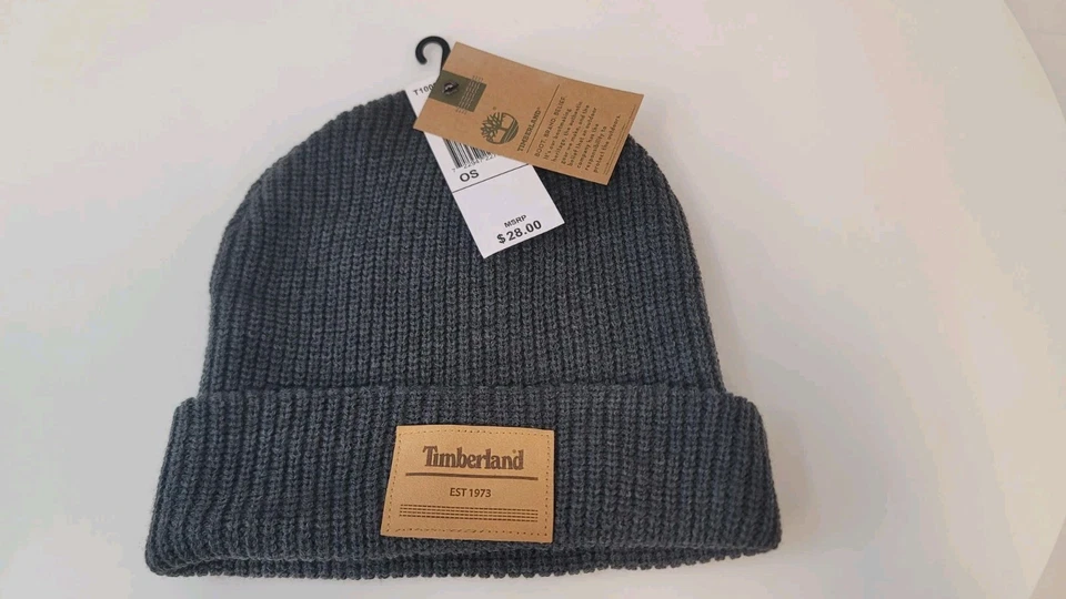 Timberland Men's Cuff Stretch Knit Beanie Hat One Size Gray