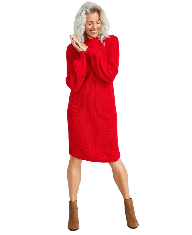 Style & Co Women's Mock-neck Sweater Dress (Tango Red, Petite Small) - Image 1 of 1