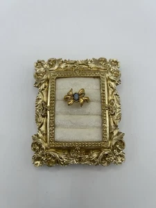 Vintage Gold Avon Faux Opal Solitaire Bow Cocktail Ring Band Christmas Size 8.75 - Picture 1 of 15