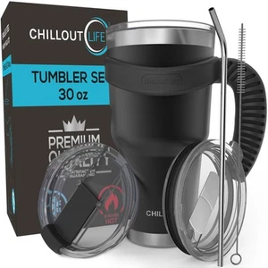 Stainless Steel Travel Mug with Handle 30 oz – 6 Piece Set. Tumbler with Hand... - Picture 1 of 9
