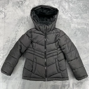 Madden Girl Hooded Fleece Lined Puffer Coat Jacket Black Youth Size 7/8 - Picture 1 of 8