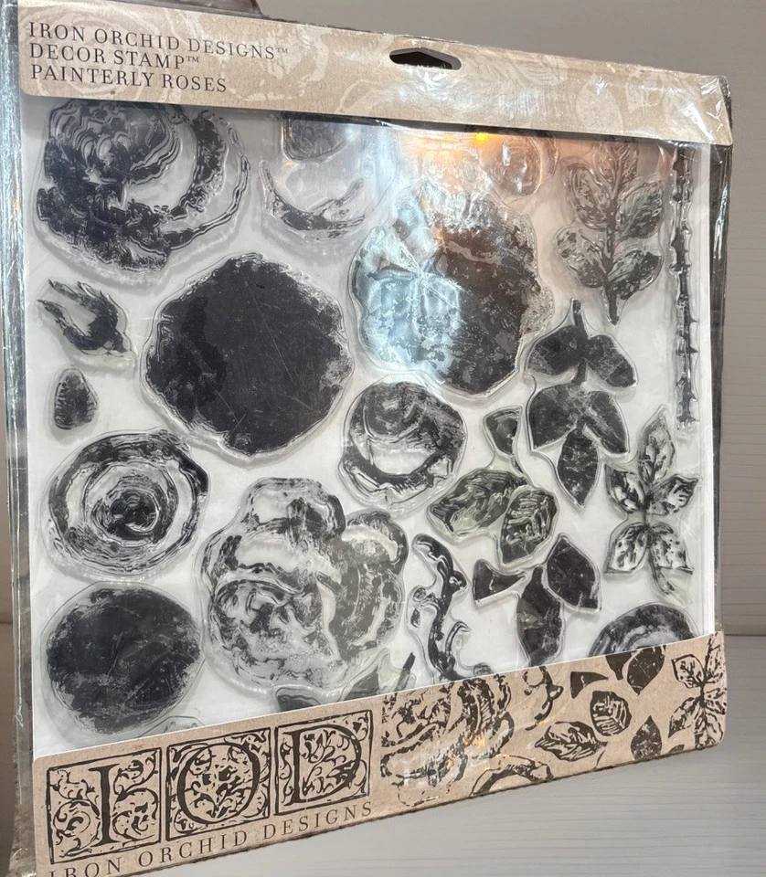 Sello decorativo IOD "Rosas pintorescas" 2018 retirado y raro coleccionistas artesanía hágalo usted mismo H2F Foto 1 de 4