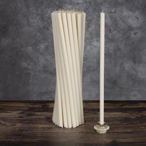 18x Lange weiße Ritualkerzen 39 cm Ø15 mm – Deko, Meditation, tropffrei, stilvol - Bild 1 von 5
