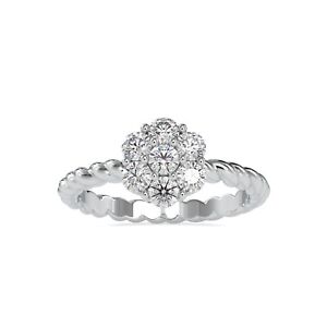 Lab Grown Diamond Rounds Cluster Statement Ring in 14K White Gold, Rope Ring