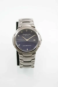 Kenneth Cole Men Watch Stainless Steel Silver Date 30m Blue Battery Quartz - Picture 1 of 3