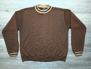 1960s vtg Sweatshirt Brown 2 tone Orlon Acrylic sz M/L Blank crew/mock neck - Picture 1 of 7