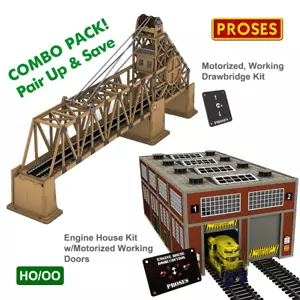 ¡COMBO PROSES SAVER! Casa de motor HO con puertas motorizadas y puente levadizo motorizado - Imagen 1 de 6