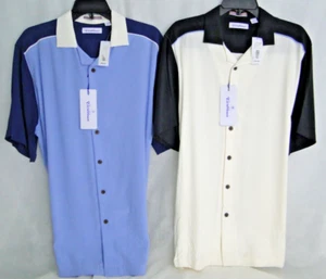 Men's S/S Button-Down Retro Style Bowling Shirt in Modal/Poly MSRP $69ea NWT- LG - Picture 1 of 4