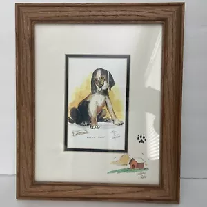 William T Zivic Aquarell Gemälde Welpe Liebe Beagle Schmetterling 10,5 x 12,5 Zoll - Bild 1 von 12
