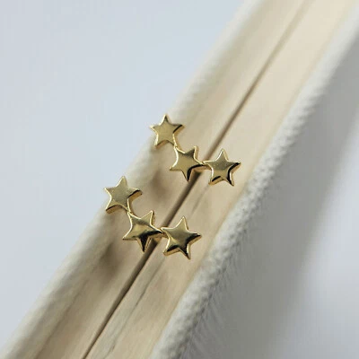 14ct Yellow Gold on Sterling Silver Three Star Climber Stud Earrings - Image 1 of 3