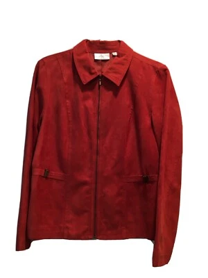 Jaqueta leve Studio Works feminina laranja com zíper frontal camurça sintética tamanho 10 - Imagem 1 de 3