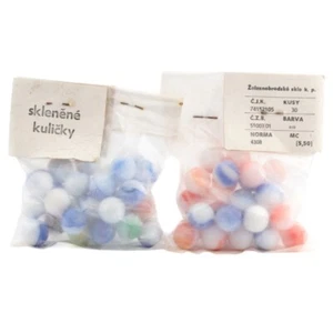 Lot of 60 1/2" Czech retro Vintage swirl bicolor glass marbles 2 bags - Picture 1 of 2