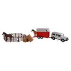 Kids Globe Land Rover with Horse Trailer and Accessories Pull Back Toy Vehicle