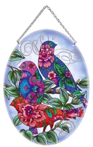 Joan Baker Sonnenfänger handbemalt Fensteraufhänger Ornament gemusterte Vögel - Bild 1 von 1